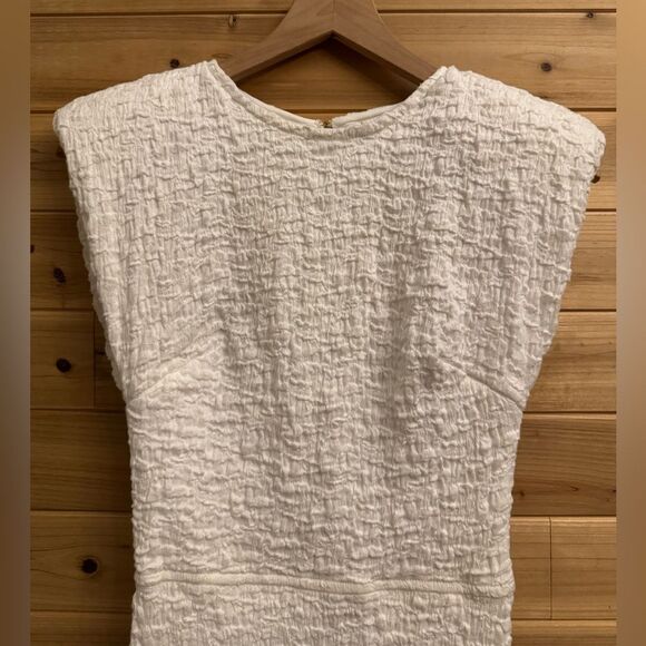 Sabina Musayev Sz Medium Bamboo Mini Dress Crinkle Cut Out Shoulder Pads Bridal - Picture 4 of 15